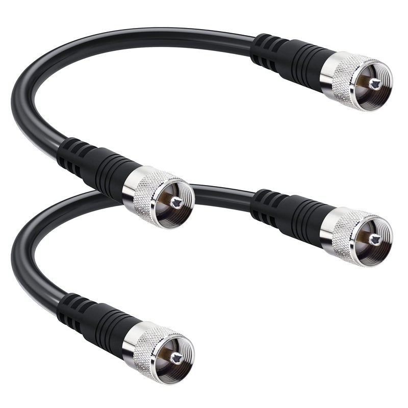 RFAdapter RG8x Jumper Cable 1ft, 2 Pack PL259 CB Antenna Coax Cable 12inch 50 ohm Low Loss for Ham Radio, Antenna Analyzer, Dummy Load and SWR Meter - Image 1